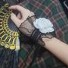 Women Gothic Lace Stretch Wrist Cuffs Bracelets For Wedding Party Y2K Bracelet Sleeve Wrist Cuffs Ruffled Lace