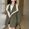 Spring and Autumn Waist Mid-length Windbreaker Korean Version of High-end Women's Casual Tooling Jacket