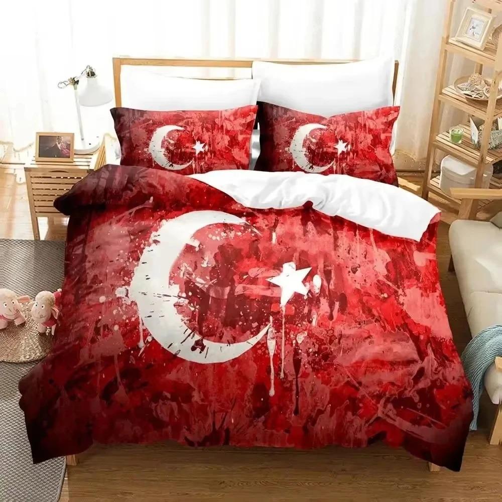 Fashion 3d Print Turkey Flag Bedding Set Duvet Cover Bed Set Quilt Cover Pillowcase Comforter King Queen Size Boys Adult Bedding