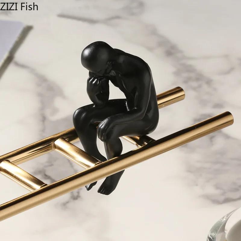 Wippe Spieler Denker Figuren Skulptur Legierung Handwerk Schreibtischdekoration Charakter Statue Abstrakte Ornamente Moderne Heimdekoration