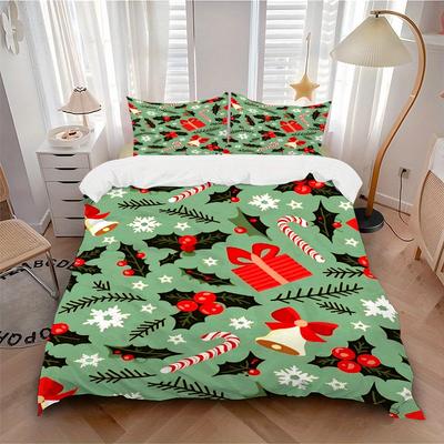 3pcs Christmas, Holiday Bedding Set, Breathable and Soft, Suitable for All Seasons, Ideal for Home Use, Suitable for Bedroom Decor 21125