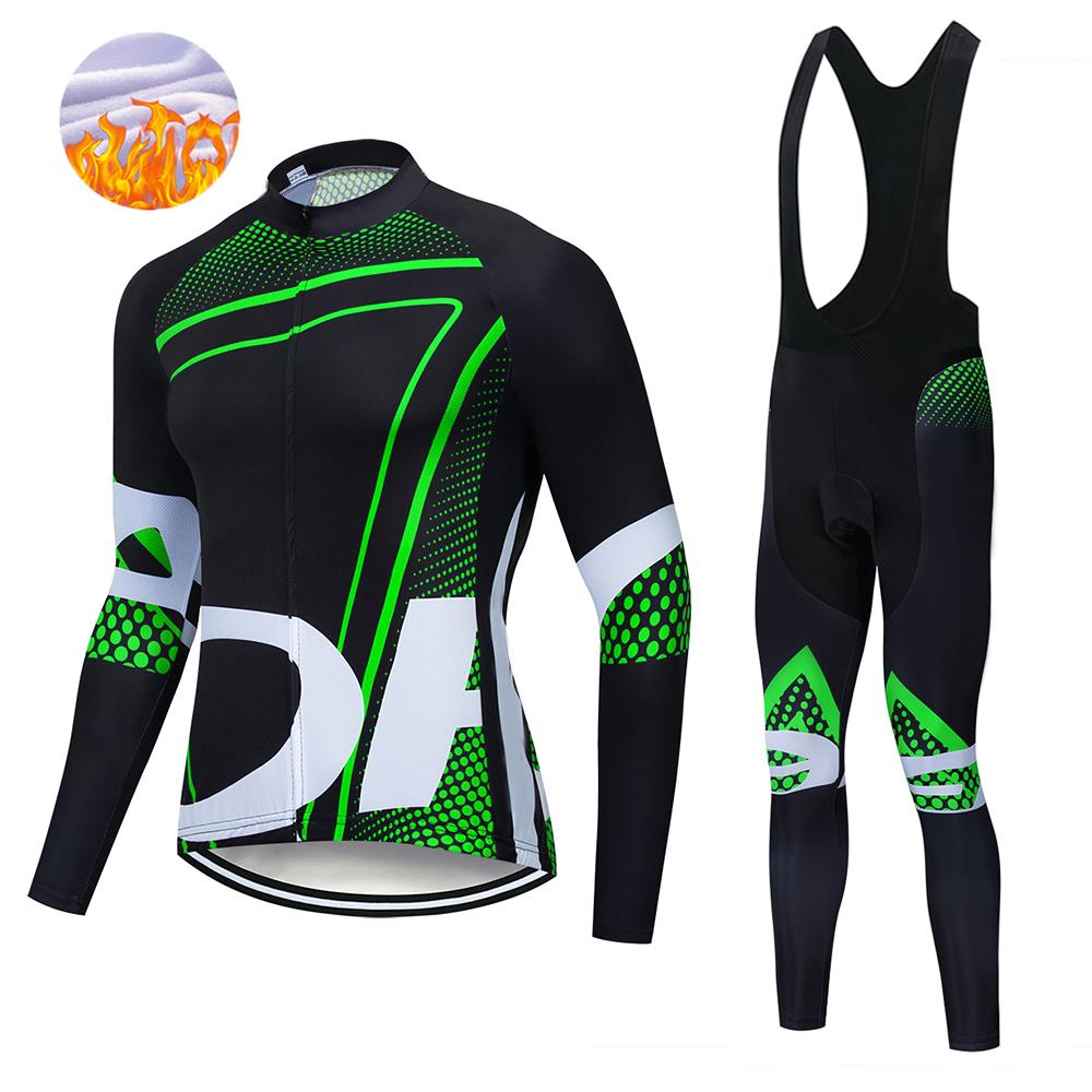Winter Men's   Thermal Fleece Long Sleeves Men Cycling Bib Set Bicycle Clothing MBT Breathable Bike Clothes 2026 Winter Warm Cycling Clothing Set