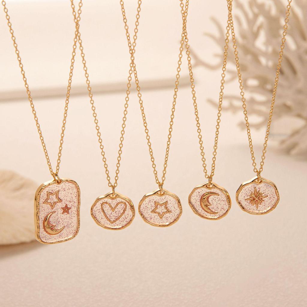 Trendy Sun Moon Star Heart Pendant Necklace In 18k Electroplated Copper