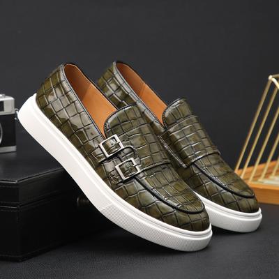 Męskie buty codzienne Skóra licowa o fakturze krokodylej Męska moda Brytyjski styl Mokasyny Męskie wsuwane płaskie buty outdoorowe Buty typu monki