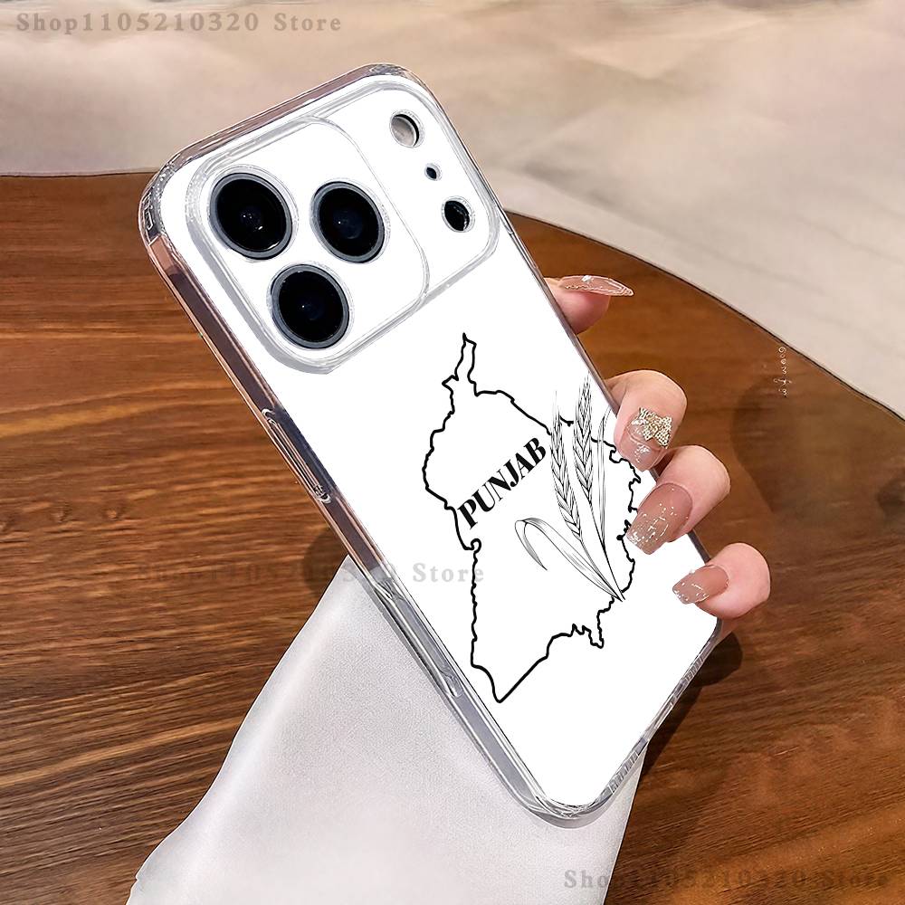 Punjab Map Phone Case For iPhone 17,16,15,14,13,12,11 Pro,Max,Plus,X,XS,XR,SE4,E Mini Transparent Soft Cover