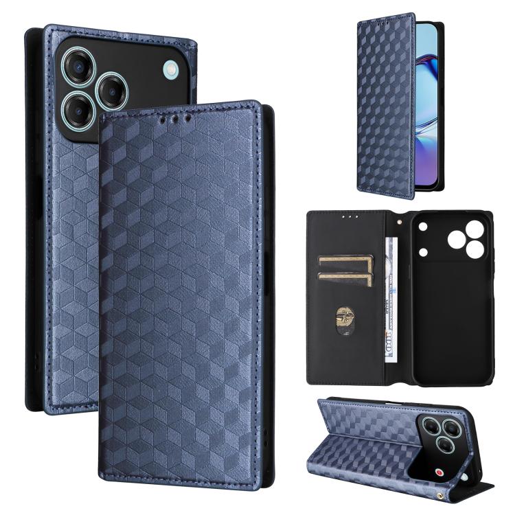 Cubic Grid Texture Flip Leather Phone Case