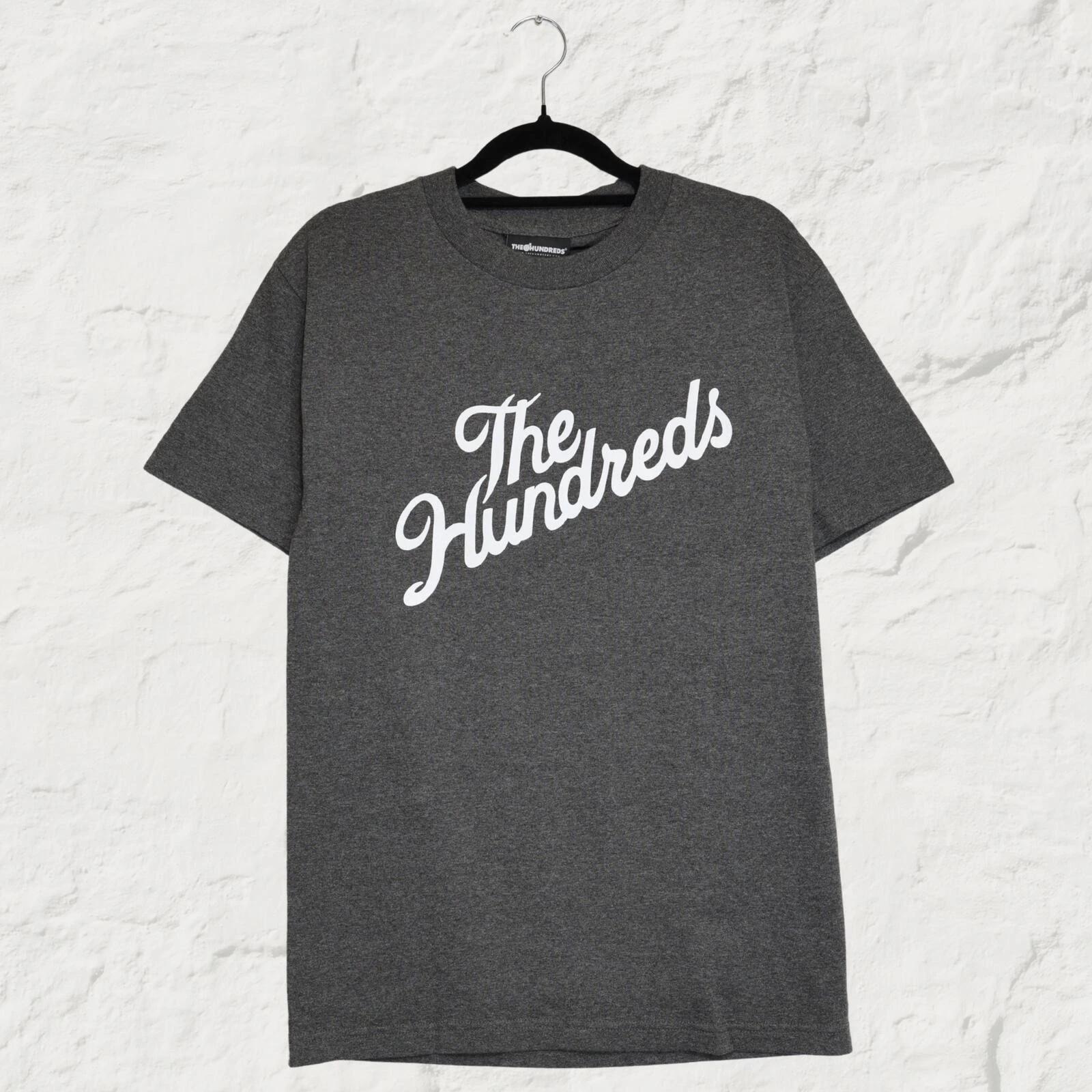 The Hundreds Slant Logo T Shirt Grey Streetwear Skate Casual Graphic Tee - S M