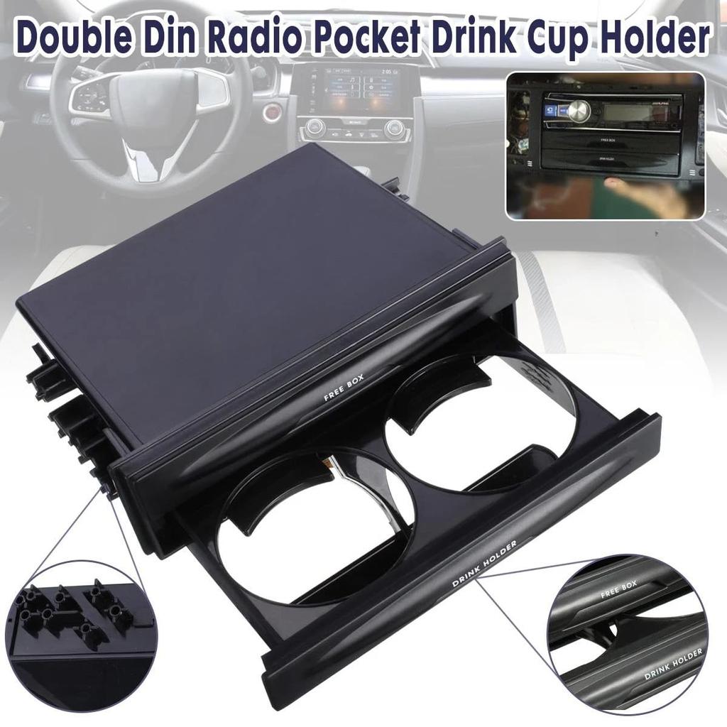 AIEK 1DIN 2 Tier Drink Holder Free Box Small Items