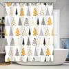 Modern Christmas Tree Design Shower Curtain with 3D Embroidery White Bathroom Decor for Home