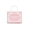 B-Army Adjustable Shoulder Strap Metal Stud Button Canvas And Leather Tote Bag Women Tote Bag Pink CN0FE900TCOYO32