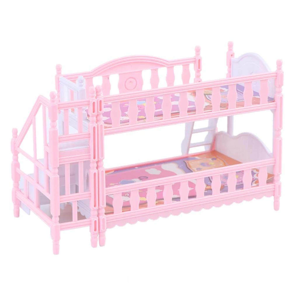 Simulation Dollhouse Double Bed Bunk Bed BJD Doll Princess Double Bed  Model Accessories