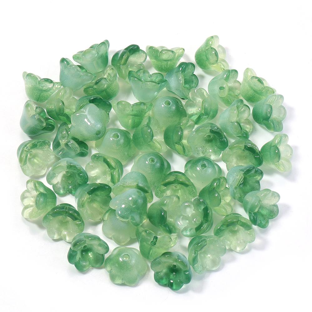 50pcs/lot Lily of The Valley Flower Shape Glass Beads Colorful Lampwork Beads For DIY Crafts Jewelry Making Accessories