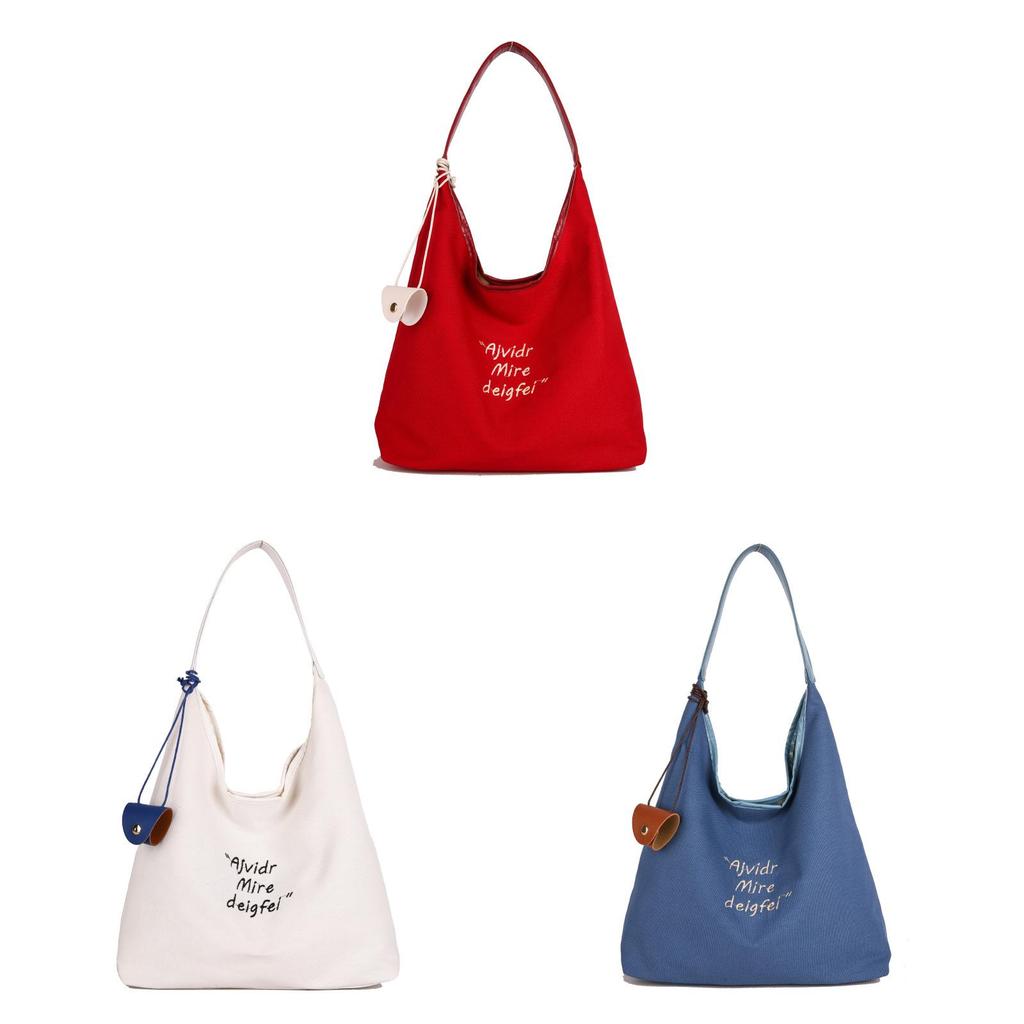 Womens Canvas Tote Bag Large Capacity With Printed Design Soft Material For Street Fashion Daily Carry