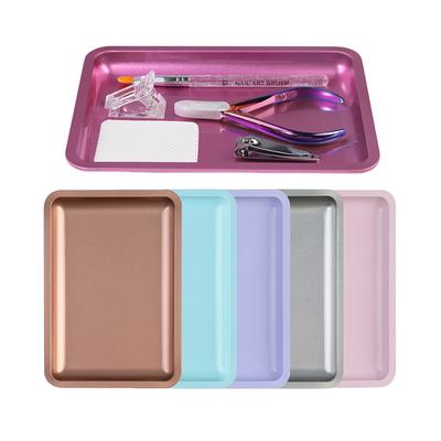Quadratisches Edelstahl Kosmetik Aufbewahrungstablett Nagelkunst Ausrüstung Platte Werkzeuge Zahnärztliche&Künstliche Nägel Nageldekorationen Display Tablett