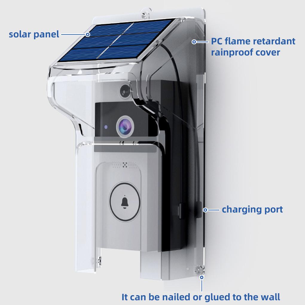 Wireless Doorbells Solar Charge Cover Digital Door Peepholes Wifi Security Camera Intercom Video Smart Ring Door Bell Waterproof