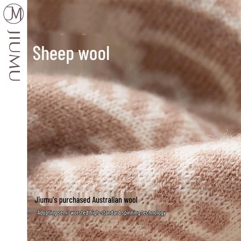 JIUMU Women's Thick Knitted Pure Wool Scarf