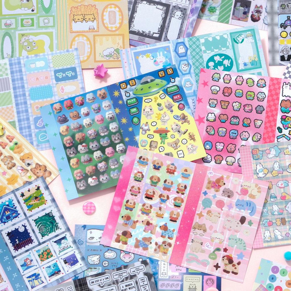 30sheets Vitality Small Item Series Kawaii Multi Material Die Cut Stickers Book Decor Journal Supplies Cute Stationery Stickers