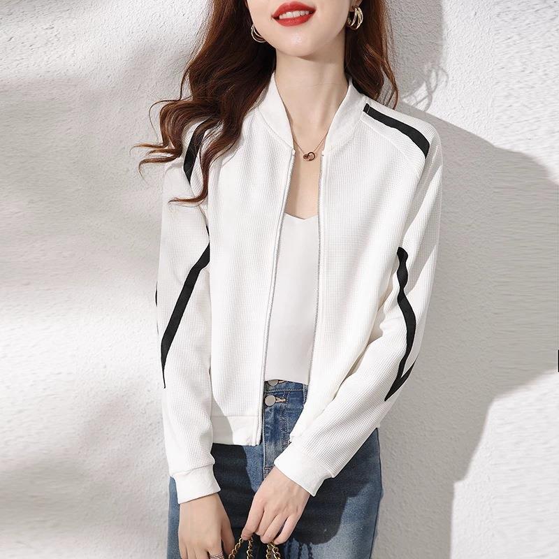 

Куртка бейсбольная джерси короткая, весна и осень, свободная повседневная универсальная куртка с длинными рукавами и верхом-кардиганом M