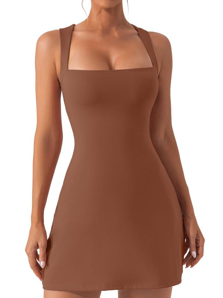 Strappy Solid Color Tight Dress
