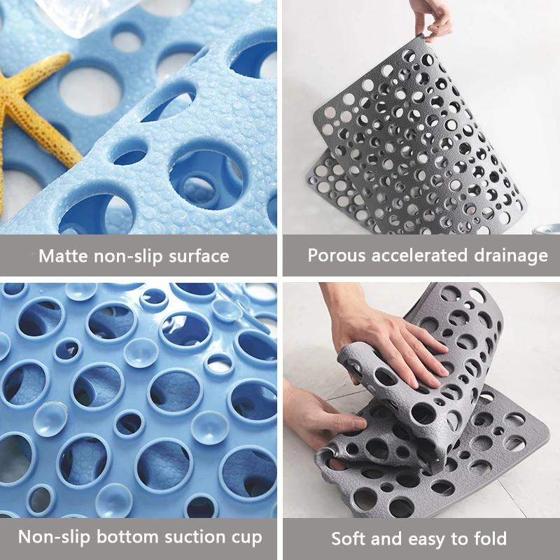 Shower Bath Mat Environmental Protection Tasteless TPE Toilet Household Bathtub Bathroom Hollow Hydrophobic Thicken AntiSlip Pad