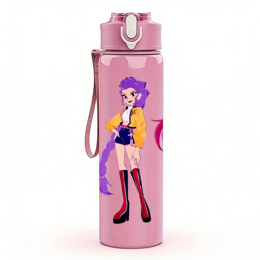 1PC Three Color Anime Girl Group 750ml Color Plastic Sports Water Bottle Leakproof Flip Straw Lid Suitable for Sports Office Home Use