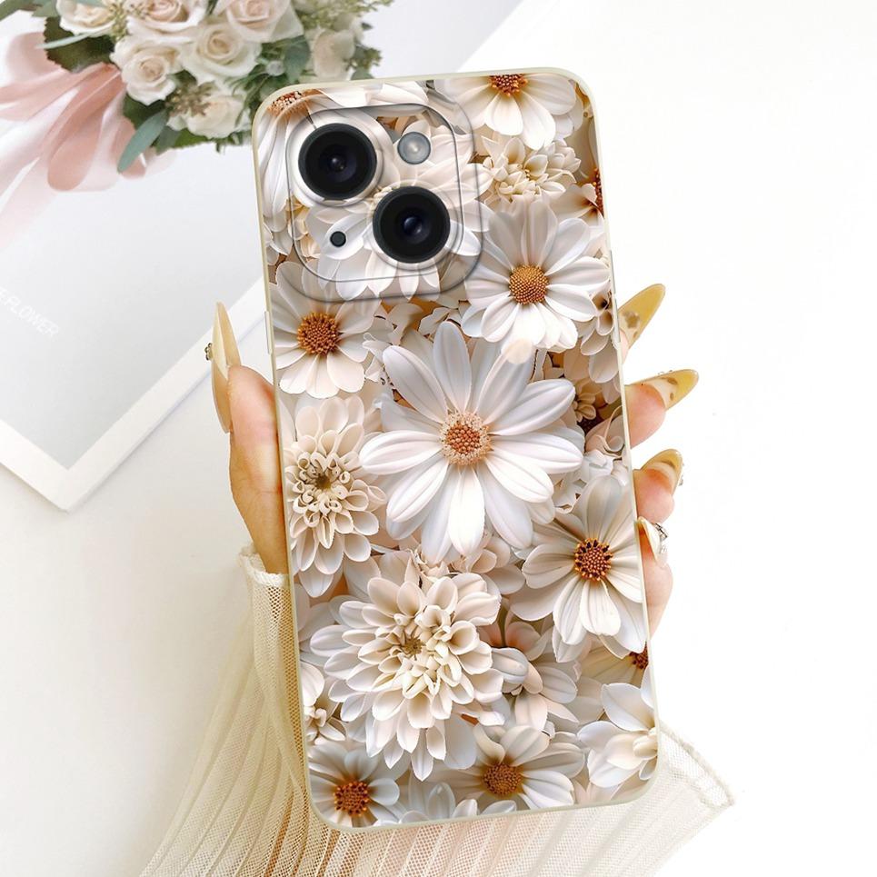 Daisy Bow Pattern Butterfly Flower Cherry Back Cover For iPhone 14 Pro Max Phone Case Soft Silicone Casing On iPhone14 14Plus