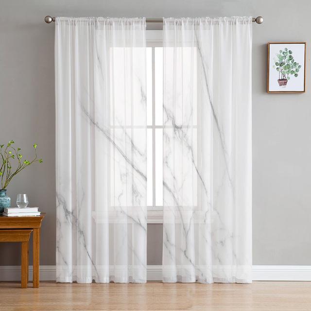 Abstract Marble Texture Modern Tulle Curtains For Living Room Bedroom Home Kitchen Window Sheer Curtains