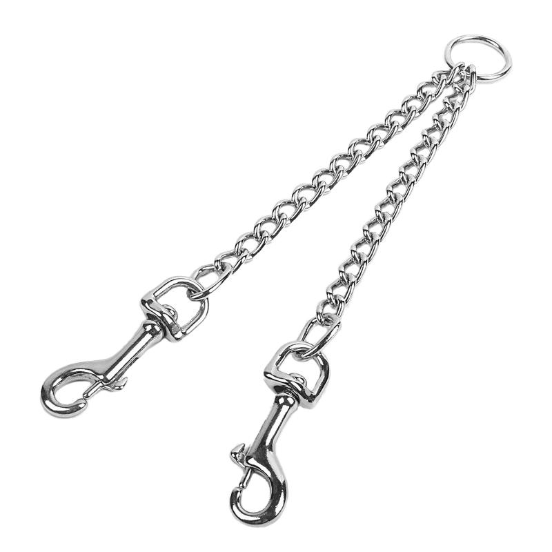 

Dual-head Metal Dog Leash Iron Chain Traction Belt One Drag Two Small Medium Dog Pet Traction Belt Duty Stainless Steel 40cm