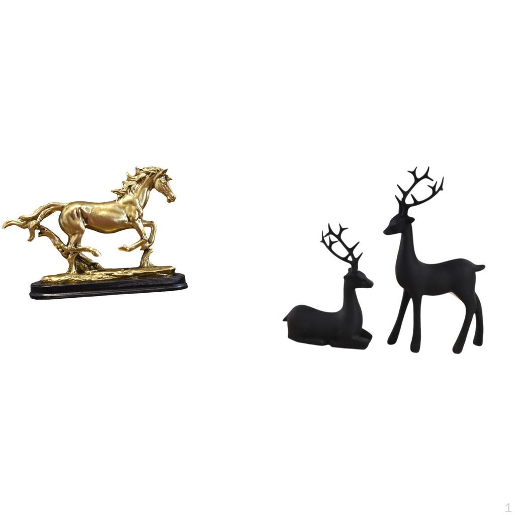 Horse Deer Sculpture Figurine Artwork Collectible Ornament Statue for Desk Tabletop Decoration