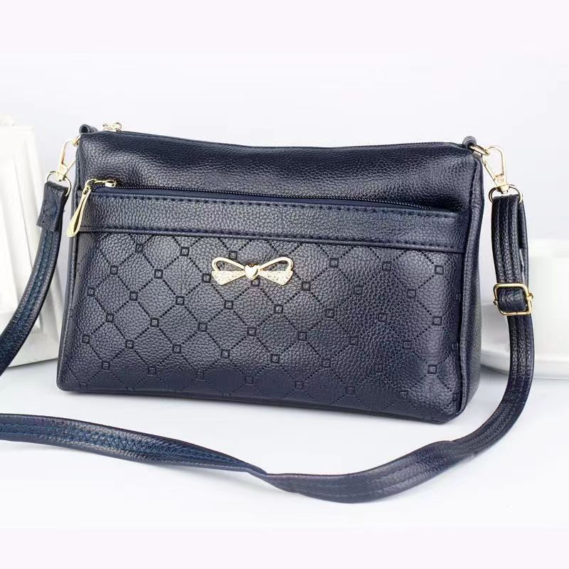 

New solid color bag women s multi-layer messenger bag simple shoulder bag middle-aged and elderly mother shopping satchel 26X16X7CM королівський синій колір