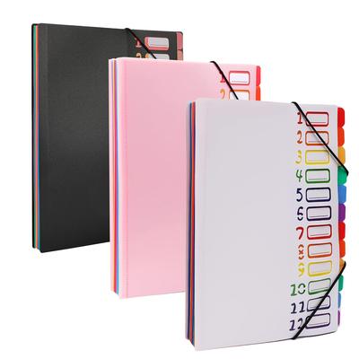12-Taschen erweiterbarer Projekt-Sortierer, strapazierfähig, monatlicher erweiterbarer Kunststoff-Ordner-Organizer, A4-Briefgröße, mehrfarbig