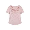 Demana Damen T-Shirt aus Merinowolle Tencel mit Drapierter Halslinie
