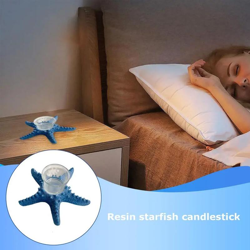 1Pc Sea Star Statue Tealight Resin Holiday Beach Creative Tabletop Decorative Candle Holder Starfish