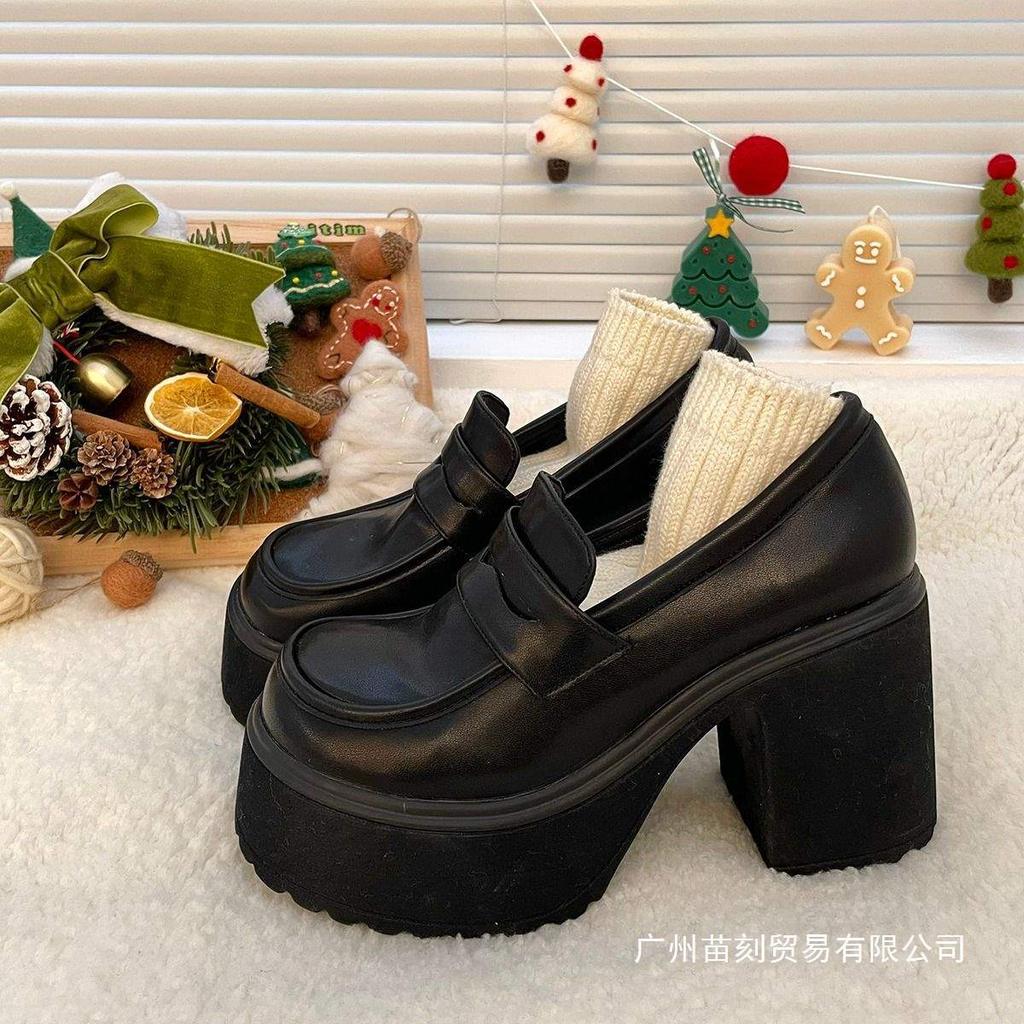 High-heeled Mary Jane small leather shoes women's platform heightening jk Japanese small loafers