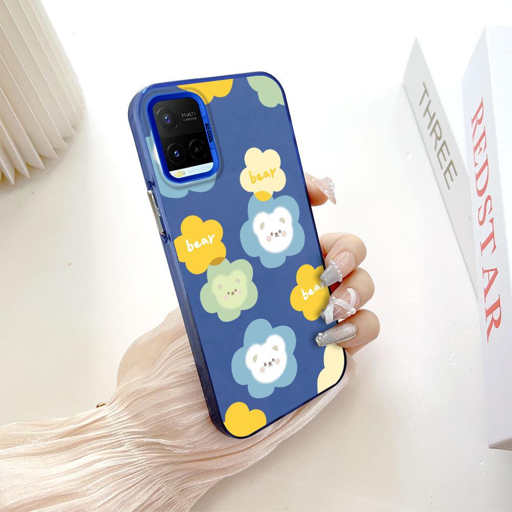 

Окрашенный узор, красочный серебристый, двухсторонний, жесткий, противоударный чехол для телефона Vivo Vivo Y19S синий