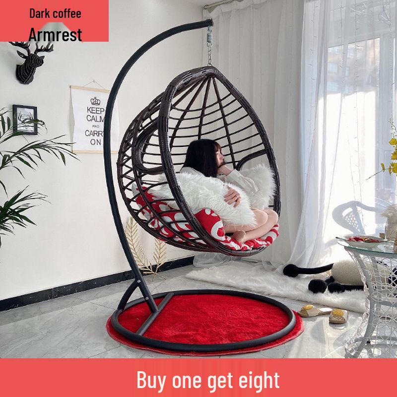 Double Wicker Hanging Basket Chair: Indoor/Outdoor Bird's Nest Swing Chair for Balcony & Leisure