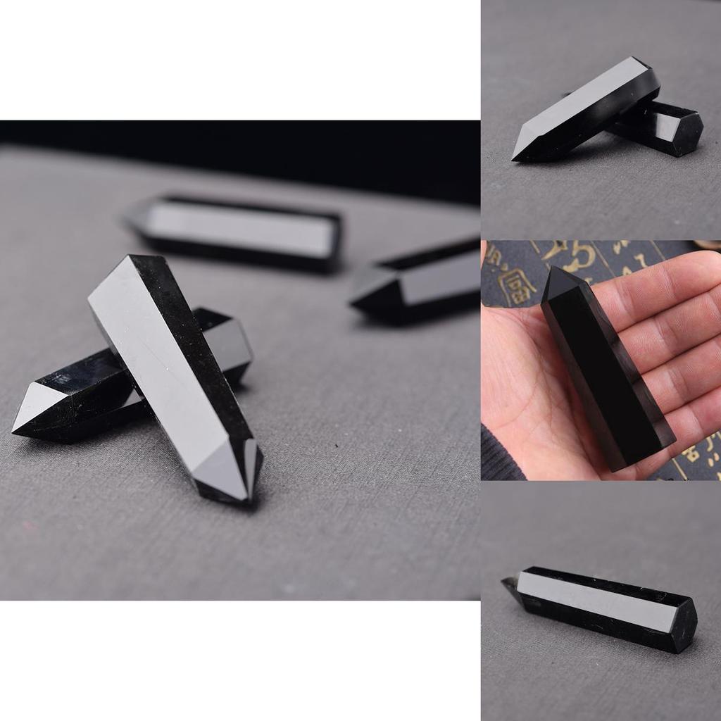 Elegant And Timeless 100% Natural Obsidian Black Quartz Crystal Stone Point Healing Hexagonal Wand