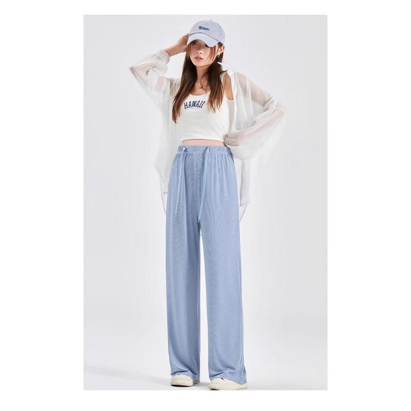 Maternity pants summer thin outer pants large size straight pants summer wide leg pants long pants ice silk leggings summer