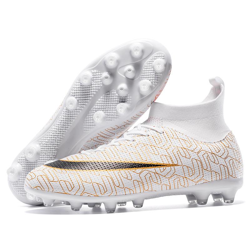 New Children's Football Shoes Men's Broken Nails Long and Short Nails Female Students Flat Artificial Turf High-top Sneakers