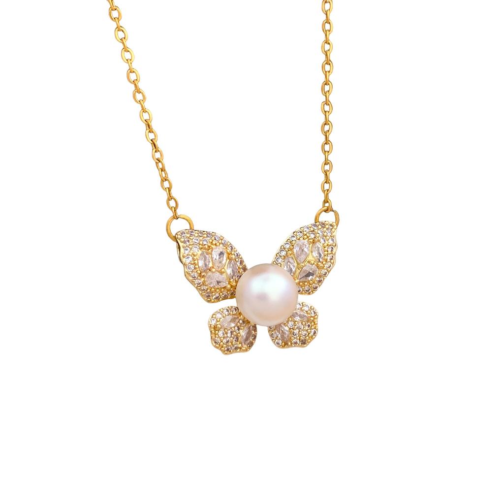 Necklace New Butterfly Zircon Necklace Accessories Women's Exquisite Versatile Premium Small Fresh Versatile Titanium Steel Accessories