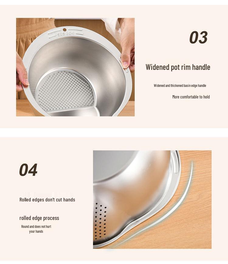 Multilayer Stainless Steel Rice and Vegetable Washing Colander Basket