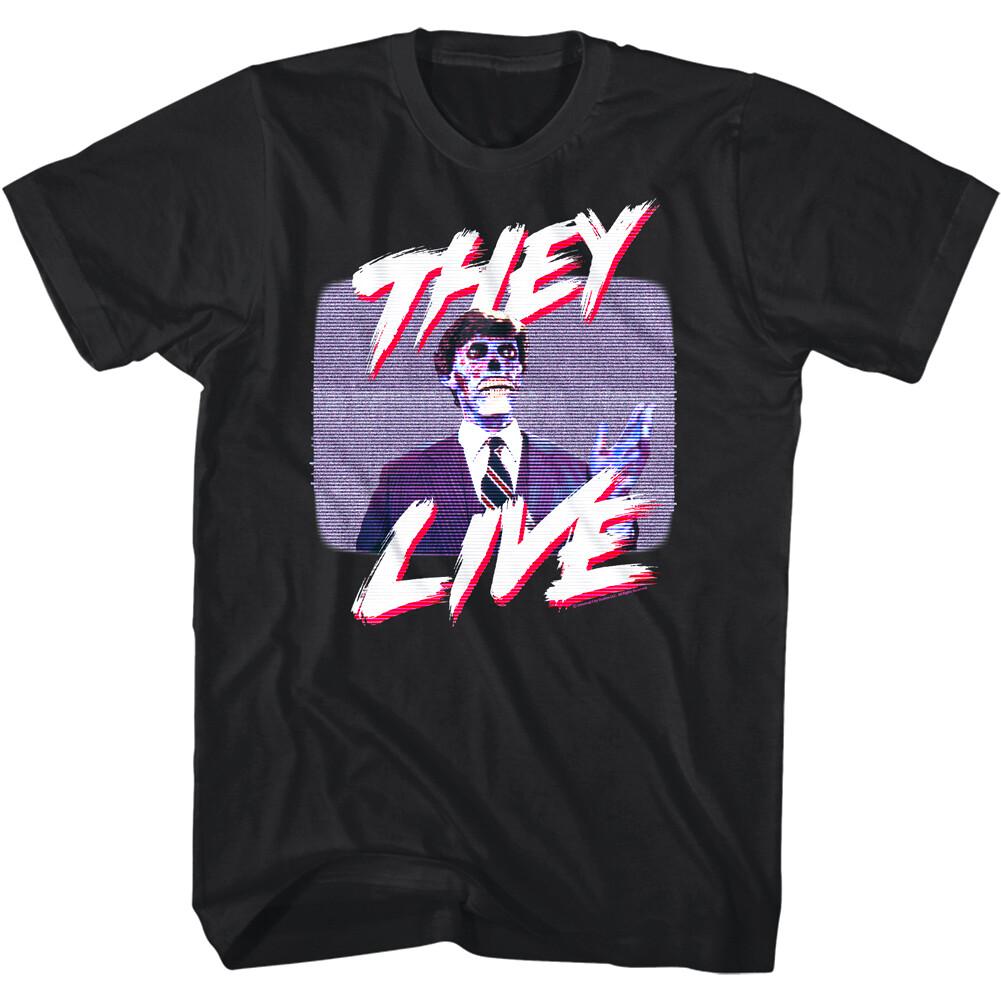 They Live Politicians Speech Men T Shirt Blue Alien Horror Movie 80s XL