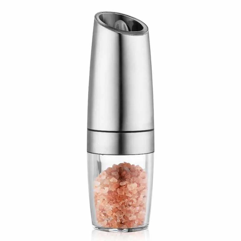 Electric Automatic Salt Pepper Grinder Gravity Spice Mill Battery-Operated Adjustable Coarseness One Hand Operated Kitchen Tool 1pcs (no battery)