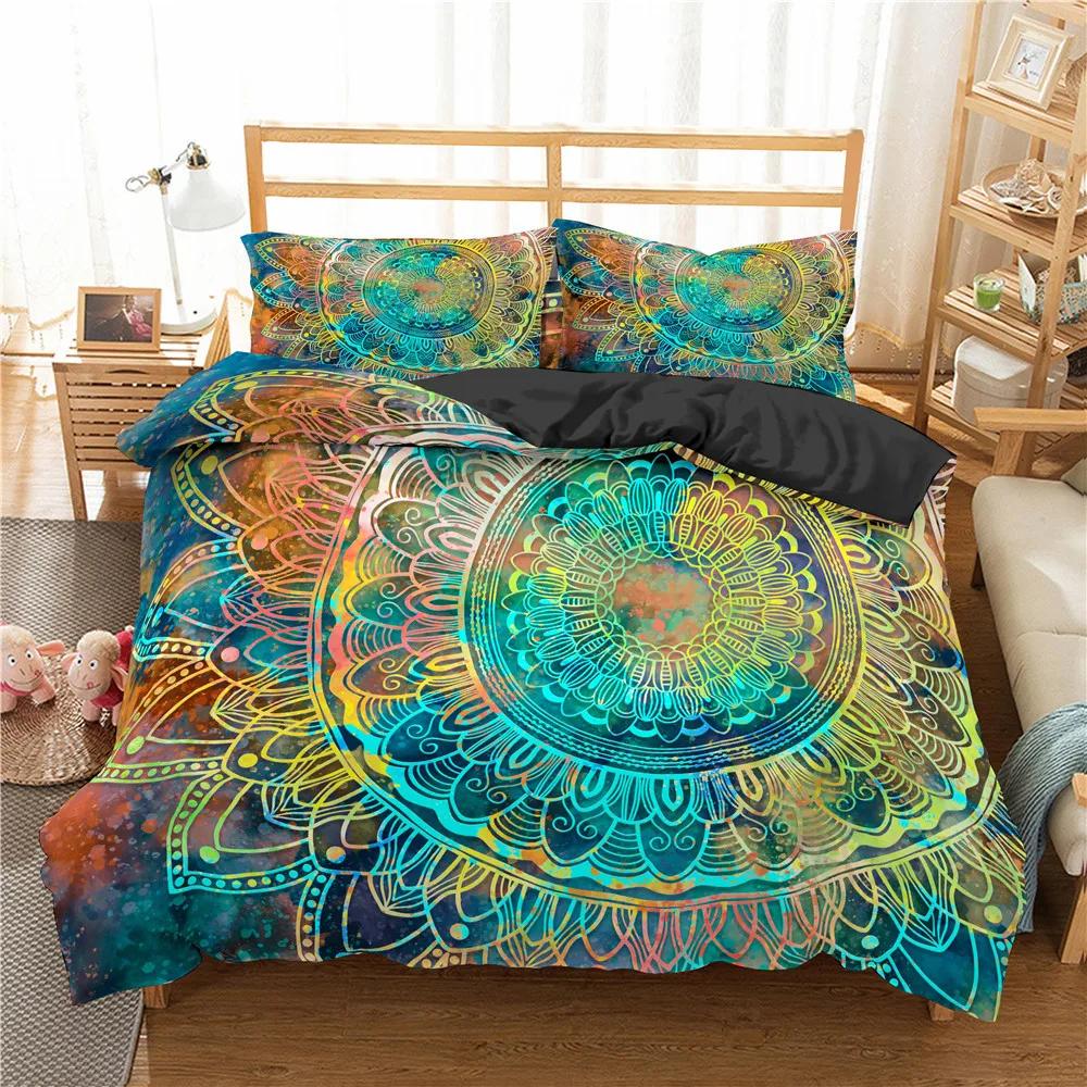 

Comforter 228X228 Mandala Luxury Bedding Sets Gold Boho Bedclothes King Size 200X200 Home Textile Western Size Bed Comforter (quilt)-EU Single(135*200cm)3pcs