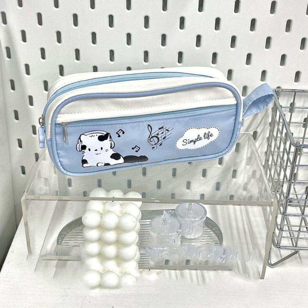 Multifunctional Music Cat Pencil Case Storage Box Zipper Pencil Bag  Student Kid