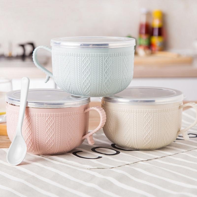Round Food Container Ramen Noodles Bowl with Large Capacity and Leakproof Lid for Christmas Holiday Family Gatherings