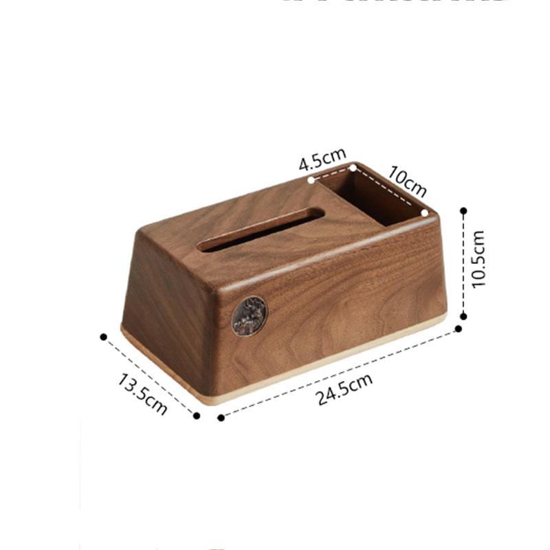 Taschentuchbox-Abdeckung aus schwarzem Walnussholz, kreative Wohnzimmer-Dekoration, Schreibtisch-Aufbewahrung, Papierhandtuchhalter, unterteilte Aufbewahrungsboxen, Tablett