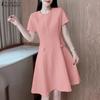 ZANZEA Women Casual Round Neck Short Sleeve Summer Elegant Dress