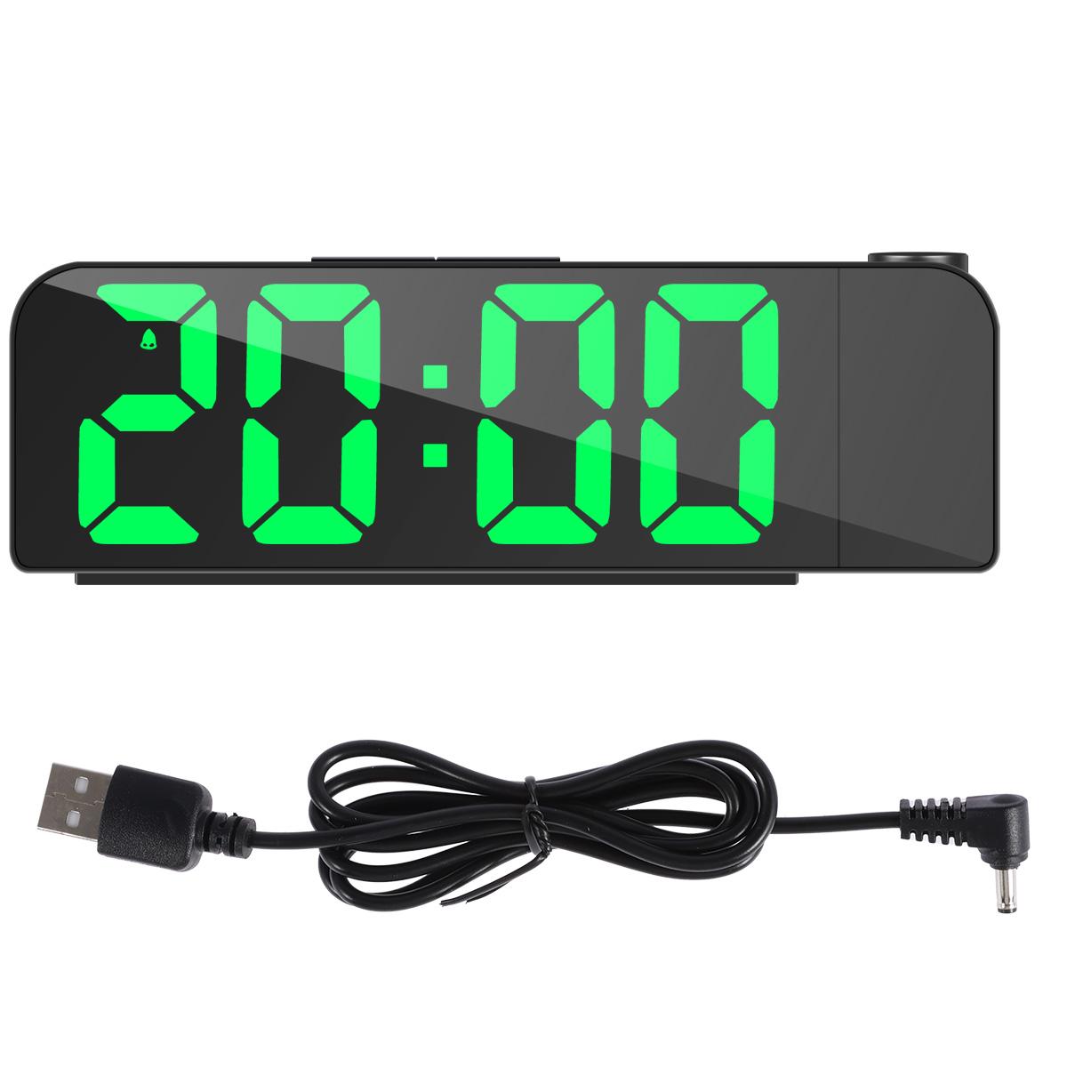 

Проекционный будильник Цифровые часы с поворотным на 180° проектором 12/24 ч Цифровой будильник 3 яркости Регулируемый светодиод зеленый свет