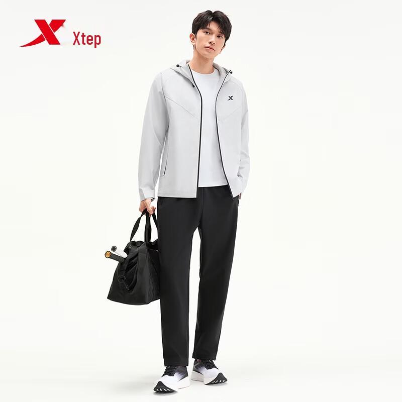 Xtep Men's Hooded Double-Layer Windbreaker Jacket